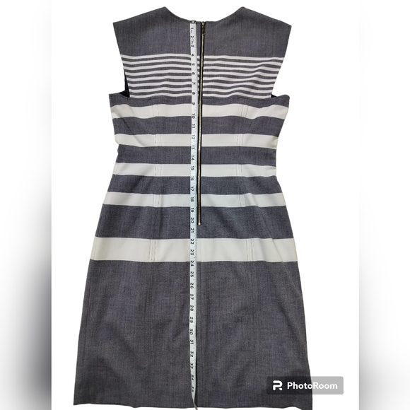 Tommy Hilfiger gray white dress striped sleeveless V neck fully lined size 8 - Picture 8 of 11